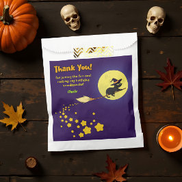 Spooky Flying Witch Black Cat Cute Thank You Party フェイバーバッグ