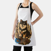 Spooky Forest Dog with Skulls Horror Art エプロン (インサイチュ)