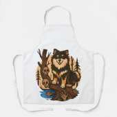Spooky Forest Dog with Skulls Horror Art エプロン (正面)