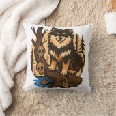 Spooky Forest Dog with Skulls Horror Art クッション (ブランケット)