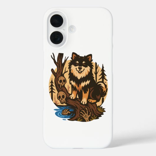 Spooky Forest Dog with Skulls Horror Art Case-Mate iPhoneケース (裏面)