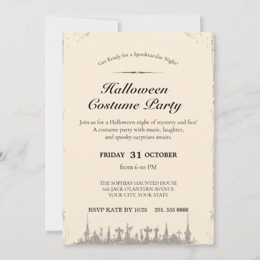 Spooky Forest Halloween 招待状 (裏面)