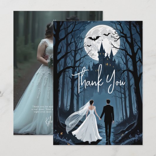 Spooky Forest Haunted Castle Wedding TLW26 サンキューカード (正面/裏面)
