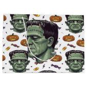 Spooky Frankenstein Monster Halloween Art ラージペーパーバッグ (裏面)