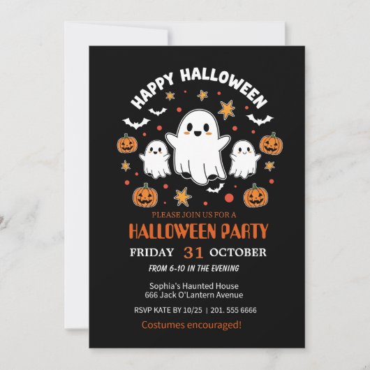 Spooky Fun Halloween Costume Party Invitation 招待状 (正面)