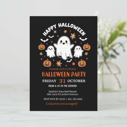 Spooky Fun Halloween Costume Party Invitation 招待状 (スタンド正面)
