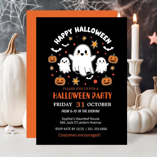 Spooky Fun Halloween Costume Party Invitation 招待状