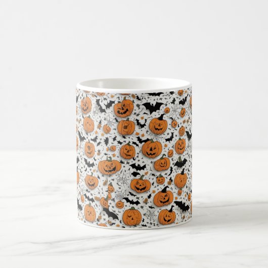 Spooky Fun Halloween Pumpkins & Bats Pattern Coffe コーヒーマグカップ (中央)