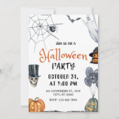 Spooky Fun Watercolor Halloween Party Invitation 招待状 (正面)