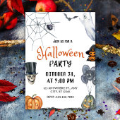 Spooky Fun Watercolor Halloween Party Invitation 招待状