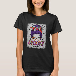 Spooky Gaga Messy Hair Bun Scary Halloween Costume Tシャツ