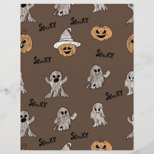 Spooky Ghost and Pumpkin Halloween Pattern Scrapbo (裏面)