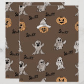 Spooky Ghost and Pumpkin Halloween Pattern Scrapbo (正面/裏面)