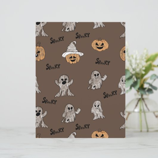 Spooky Ghost and Pumpkin Halloween Pattern Scrapbo (スタンド正面)