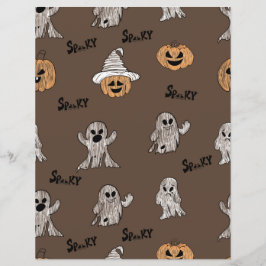 Spooky Ghost and Pumpkin Halloween Pattern Scrapbo