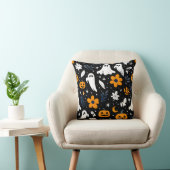 Spooky Ghost and Pumpkin Halloween Pillow クッション (椅子)
