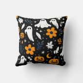Spooky Ghost and Pumpkin Halloween Pillow クッション (裏面)