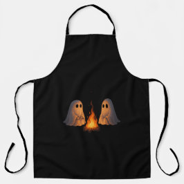 Spooky Ghost Campfire Night Forest Art - Halloween エプロン