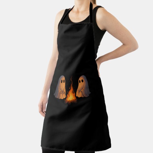 Spooky Ghost Campfire Night Forest Art - Halloween エプロン (インサイチュ)