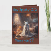 Spooky Ghost Cat Halloween greeting Card カード (正面)