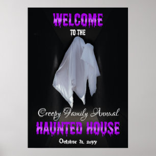 Spooky Ghost Dark Hallway Haunted House Welcome ポスター