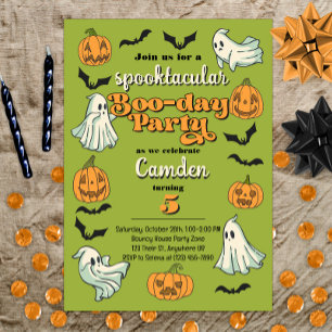 spooky ghost Halloween autumn birthday party 招待状