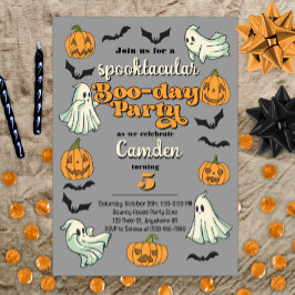  spooky ghost Halloween autumn birthday party 招待状