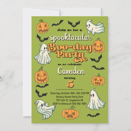  spooky ghost Halloween autumn birthday party 招待状 (正面)
