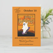Spooky Ghost Halloween Costume Party Invitation 招待状 (スタンド正面)