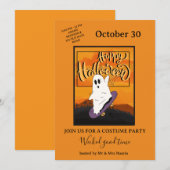 Spooky Ghost Halloween Costume Party Invitation 招待状 (正面/裏面)