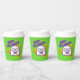 Spooky Ghost Halloween Cups - green 紙コップ