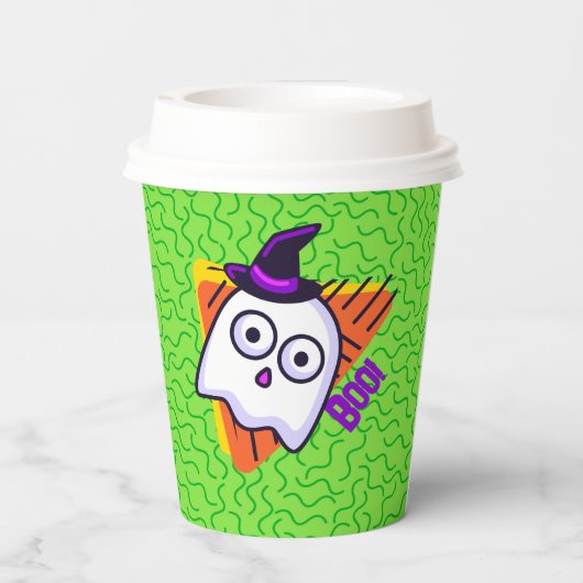 Spooky Ghost Halloween Cups - green 紙コップ (裏面)