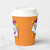 Spooky Ghost Halloween Cups - orange 紙コップ (左)