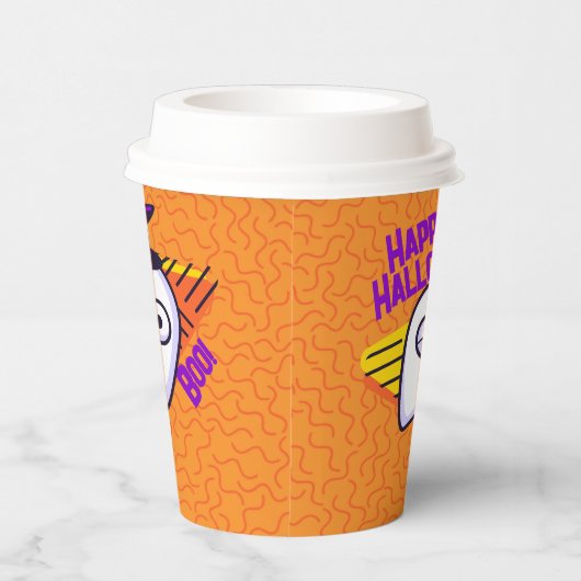 Spooky Ghost Halloween Cups - orange 紙コップ (右)