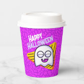 Spooky Ghost Halloween Cups - purple 紙コップ (正面)