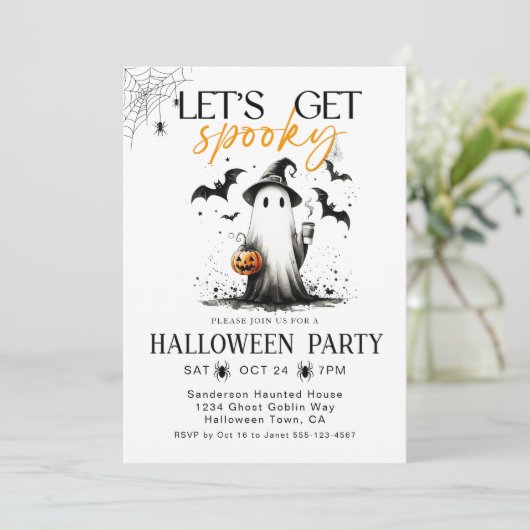  Spooky Ghost halloween party 招待状 (スタンド正面)