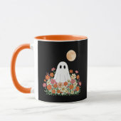 Spooky Ghost in Flowers Halloween マグカップ (左)