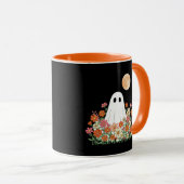 Spooky Ghost in Flowers Halloween マグカップ (正面右)