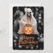 Spooky Ghost Jack O'Lantern Starry Night Halloween シーズンカード (正面)