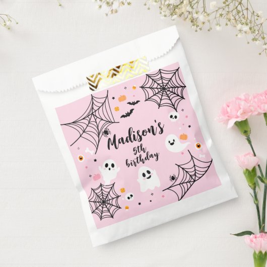 Spooky Ghost Pink Halloween フェイバーバッグ (封をした状態)