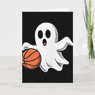 Spooky Ghost Playing Basketball Retro Halloween Co カード
