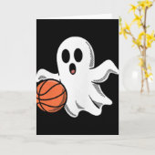 Spooky Ghost Playing Basketball Retro Halloween Co カード (黄色い花)