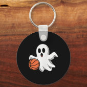 Spooky Ghost Playing Basketball Retro Halloween Co キーホルダー (正面)