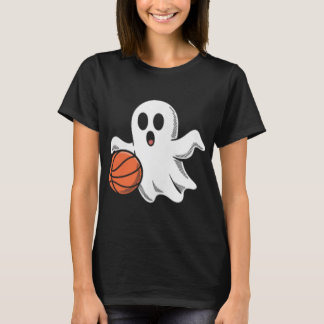 Spooky Ghost Playing Basketball Retro Halloween Co Tシャツ