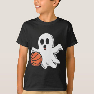 Spooky Ghost Playing Basketball Retro Halloween Co Tシャツ
