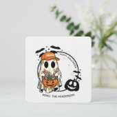 Spooky Ghost Round Sticker – Cute Halloween Candy 招待状 (スタンド正面)