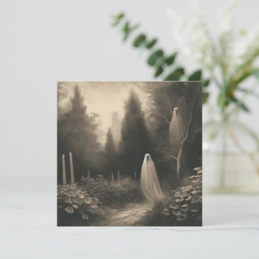 Spooky Ghosts In Graveyard Horror Goth  カード (スタンド正面)
