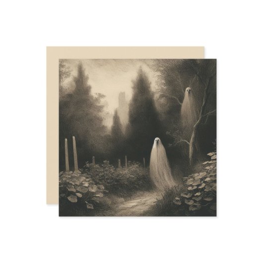 Spooky Ghosts In Graveyard Horror Goth  カード (正面/裏面インサイチュ)