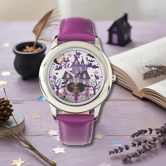 Spooky Girl Purple afro puff 腕時計 (Spooky Girl Purple afro puff Watch)