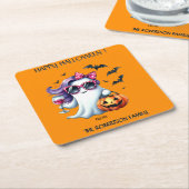 Spooky Girly Ghost Halloween  スクエアペーパーコースター (アングル)